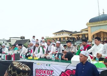 Momen Hari HAM Sedunia, Ribuan Warga Sumut, Kutuk dan Boikot Produk Israel di Aksi Sumut For Palestina.