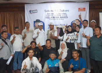 Simpul Relawan AMIN Sumut Bersama Aliansi Ormas Islam Kelaskaran Sumut, Siap Kawal Suara AMIN.
