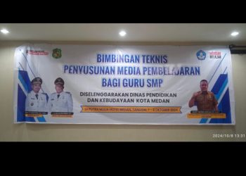 Dinas Pendidikan Kota Medan Gelar Bimtek, Foto Calon Cagubsu Bobby Nasution, Terpampang.