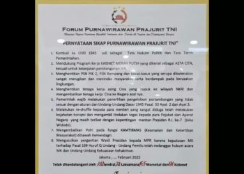 Forum Purnawirawan TNI, Tuntut MPR Wapres Gibran Diganti Lewat MPR, Dua Purnawirawan Jendral Ikut Menanda Tangani.