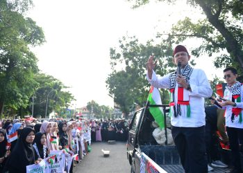 KNRP Sumut Gelar Aksi Peringatan 2 Tahun Genosida Zionis Israel di Masjid Raya Al Mashun.