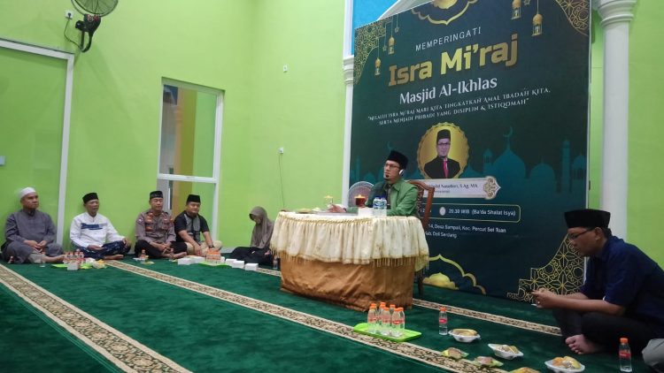 Peringatan Isra Mi'raj 1447 H, di Masjid Al Ikhlas Baru, Dusun 14 Desa Sampali Kec.Percut Sei Tuan, Sabtu (7/1/2026) foto.dok.ist