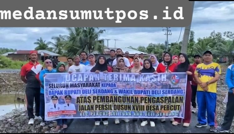 Warga Jalan Persi, Percut Sei Tuan Haru Ucapkan Terimakasih kepada Bupati dan Wabup Deli Serdang, atas Pengaspalan Jalan setelah Puluhan Tahun.